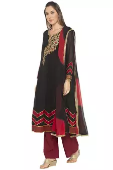 Black Embroidered Georgette Salwar