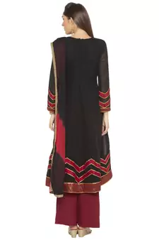 Black Embroidered Georgette Salwar