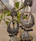 Silver crystal jhumkas