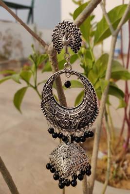 Silver crystal jhumkas 2