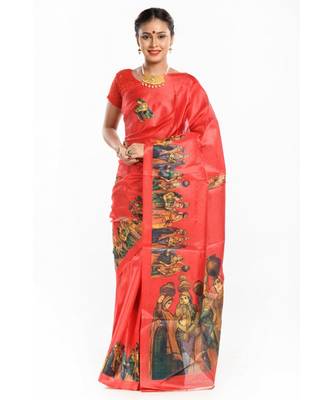 Dark red banarasi khadi silk magic saree 1