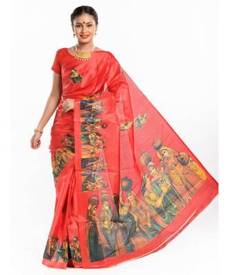 Dark red banarasi khadi silk magic saree 2