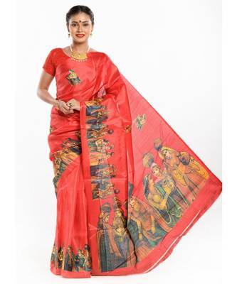 Dark red banarasi khadi silk magic saree 4