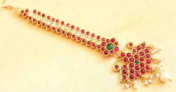 Beautiful Antique Kemp Green Bridal Maang Tikka  Dj13768 1
