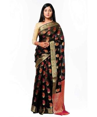 Black Maheshwari Cotton silk love saree 2
