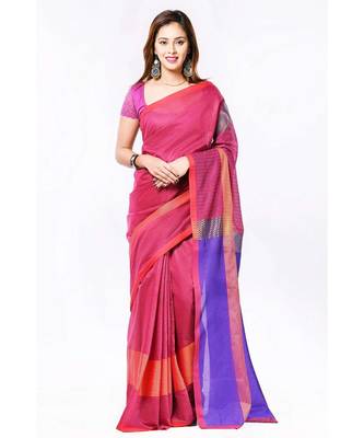 Pink cotton silk formal wear saree 1