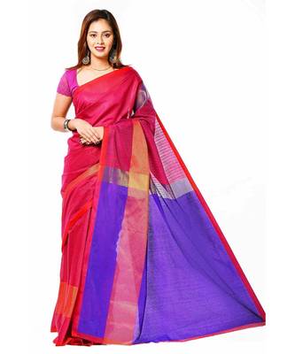 Pink cotton silk formal wear saree 2