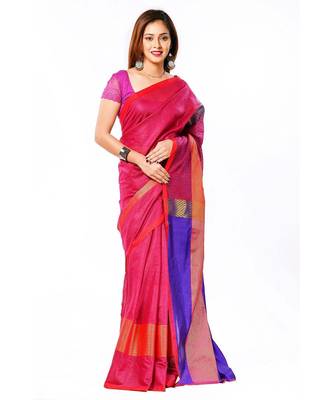 Pink cotton silk formal wear saree 3