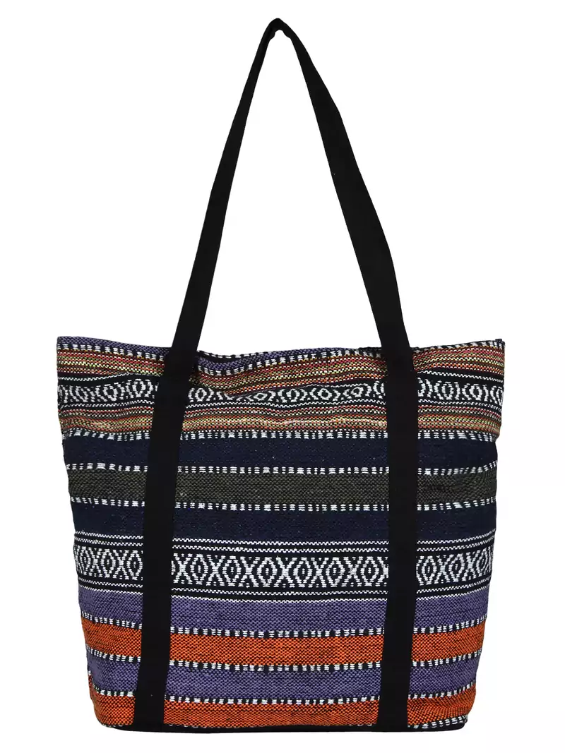 Anekaant Striped Women's Shopping Bag Navy & Multi