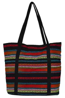 Anekaant Striped Women's Shopping Bag Black & Multi