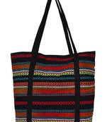 Anekaant Striped Women's Shopping Bag Black & Multi