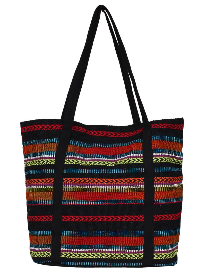 Anekaant Striped Women's Shopping Bag Black & Multi