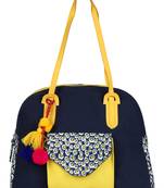 Anekaant Floral Canvas Shoulder Bag Navy & Yellow