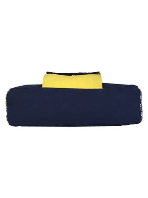 Anekaant Floral Canvas Shoulder Bag Navy & Yellow 5