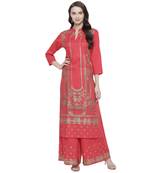 Red printed rayon kurtas-and-kurtis