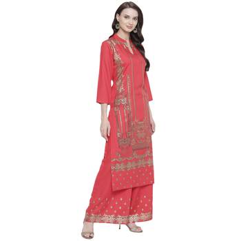 Red printed rayon kurtas-and-kurtis 3
