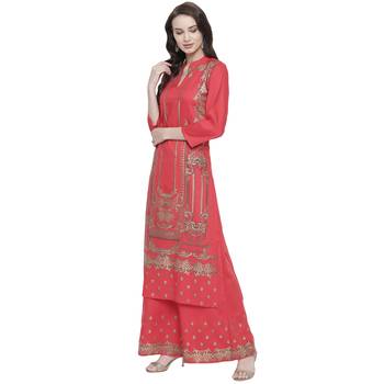 Red printed rayon kurtas-and-kurtis 4