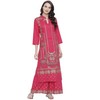 Pink printed rayon kurtas-and-kurtis 1