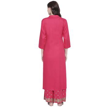 Pink printed rayon kurtas-and-kurtis 2