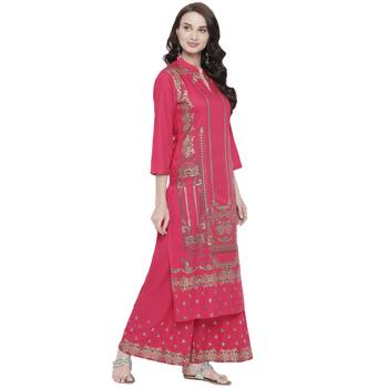 Pink printed rayon kurtas-and-kurtis 3