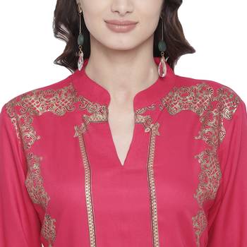 Pink printed rayon kurtas-and-kurtis 5