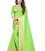 Light green plain silk saree with Blouse Unstitched