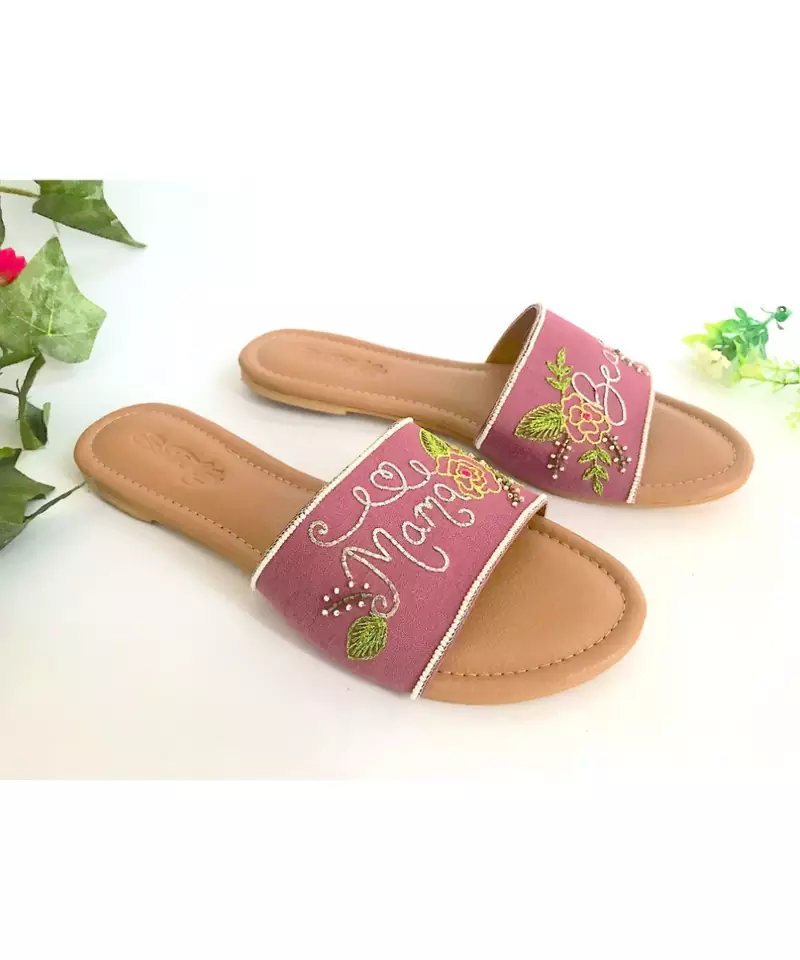 purple leather Mama Bear  flats footwear