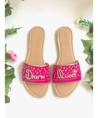 Pink Leather Drama Queen Flats Footwear 1