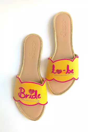 Yellow Leather Bride To Be Flats Footwear