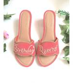Pink Leather Birthday Queen Flats Footwear
