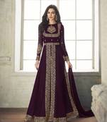 Purple Embroidered Faux Georgette Salwar
