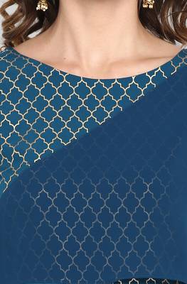 Janasya Turquoise printed crepe ethnic-kurtis 5