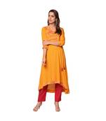 Libas Mustard printed viscose kurti