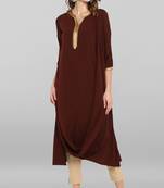 Janasya Brown printed crepe ethnic-kurtis