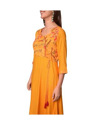 Libas Mustard printed viscose kurti 3