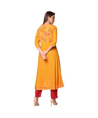 Libas Mustard printed viscose kurti 4