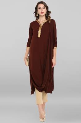 Janasya Brown printed crepe ethnic-kurtis 2