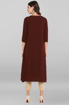 Janasya Brown printed crepe ethnic-kurtis 4