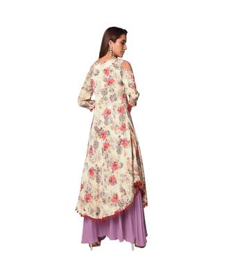 Libas Beige printed Satin kurti 5