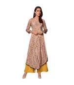 Libas Brown printed Satin kurti