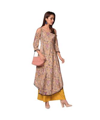 Libas Brown printed Satin kurti 3