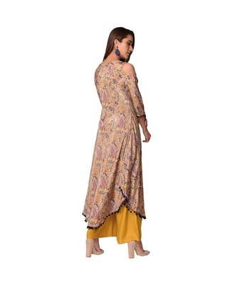 Libas Brown printed Satin kurti 4