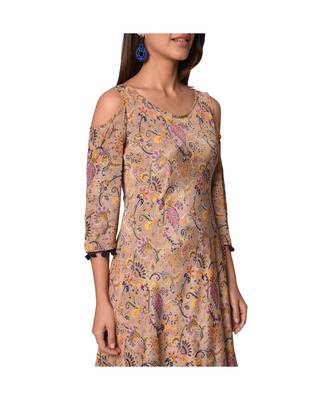 Libas Brown printed Satin kurti 5