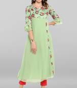 Light green printed crepe ethnic kurtis