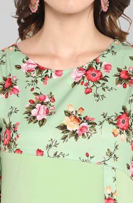 Light green printed crepe ethnic kurtis 5