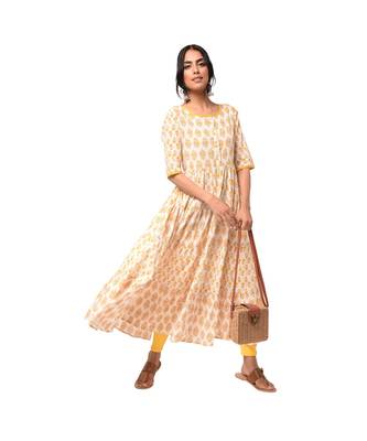 Libas Mustard printed Cotton kurti 1