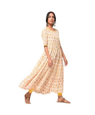 Libas Mustard printed Cotton kurti 3