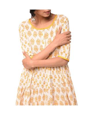 Libas Mustard printed Cotton kurti 4