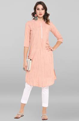Janasya Peach printed cotton ethnic-kurtis 2