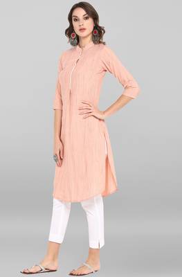 Janasya Peach printed cotton ethnic-kurtis 3
